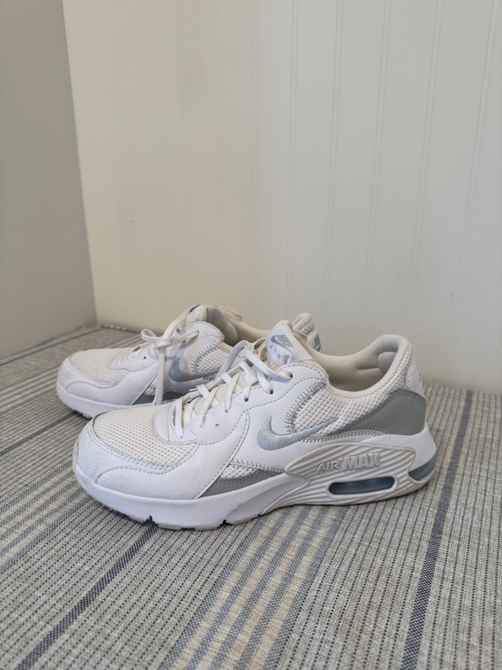 Nike White and Light Gray Air Max Sneakers